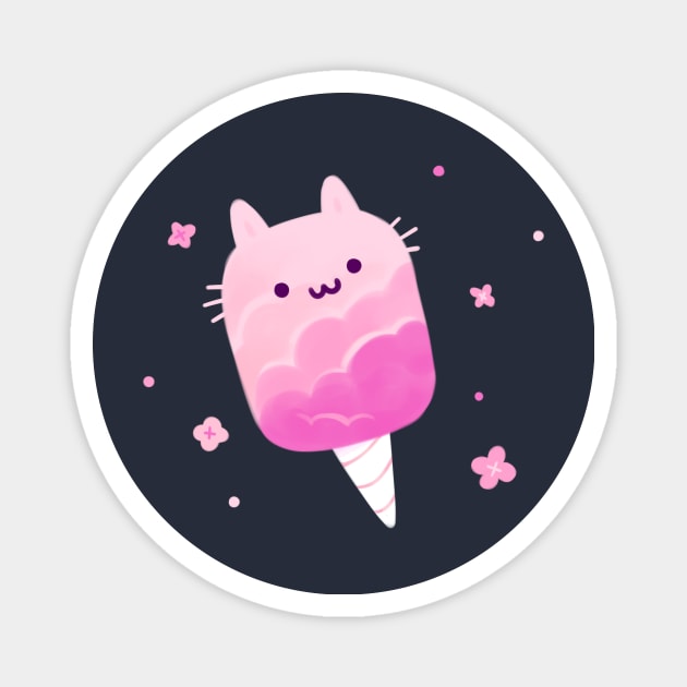 Cotton Candy Cat Magnet by giraffalope